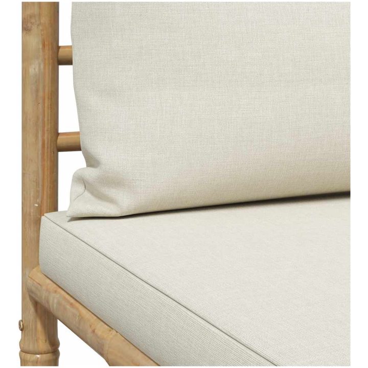 Mittensoffa för trädgården med gräddvita dynor bambu vidaXL – bild 10
