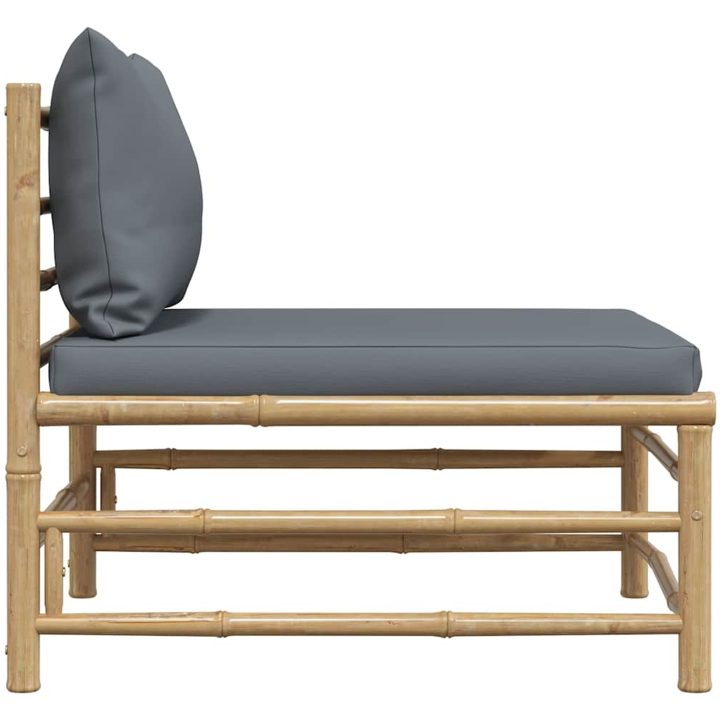 Mittensoffa för trädgården med mörkgrå dynor bambu vidaXL – bild 5