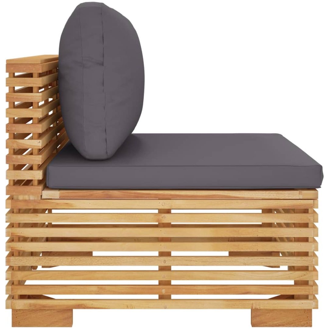 Mittensoffa för trädgården mörkgrå dynor massiv teak vidaXL – bild 4