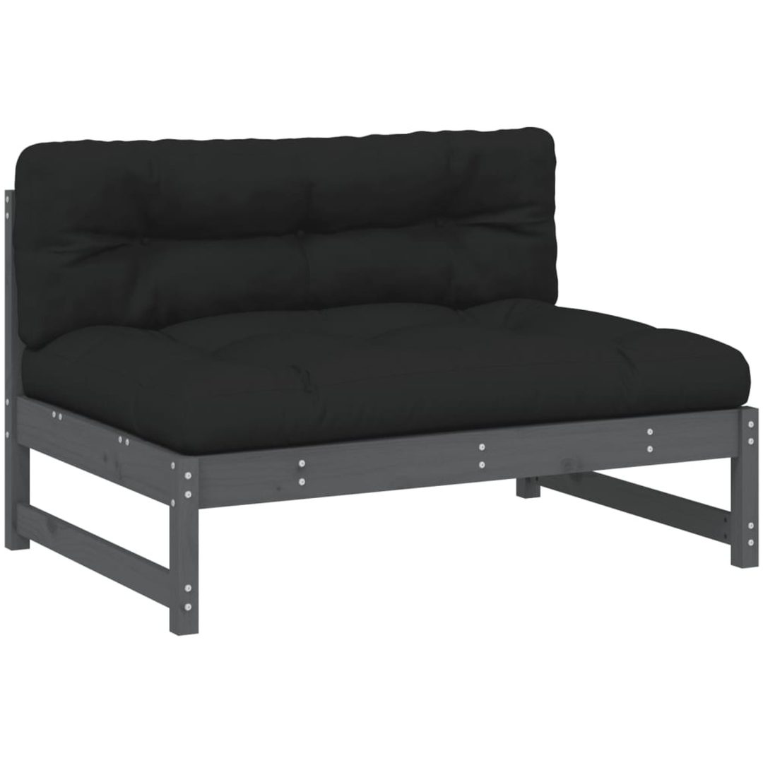 Mittensoffa grå 120x80 cm massiv furu vidaXL – bild 2