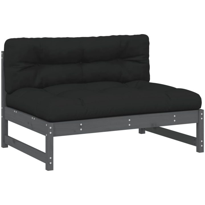 Mittensoffa grå 120x80 cm massiv furu vidaXL – bild 2