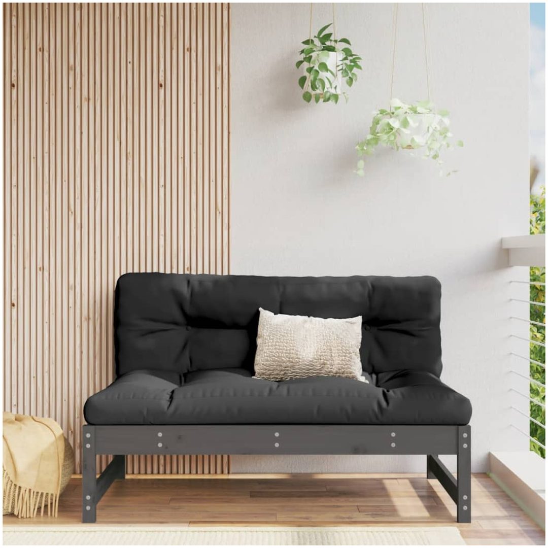 Mittensoffa grå 120x80 cm massiv furu vidaXL