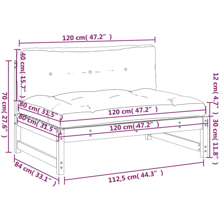 Mittensoffa honungsbrun 120x80 cm massiv furu vidaXL – bild 9