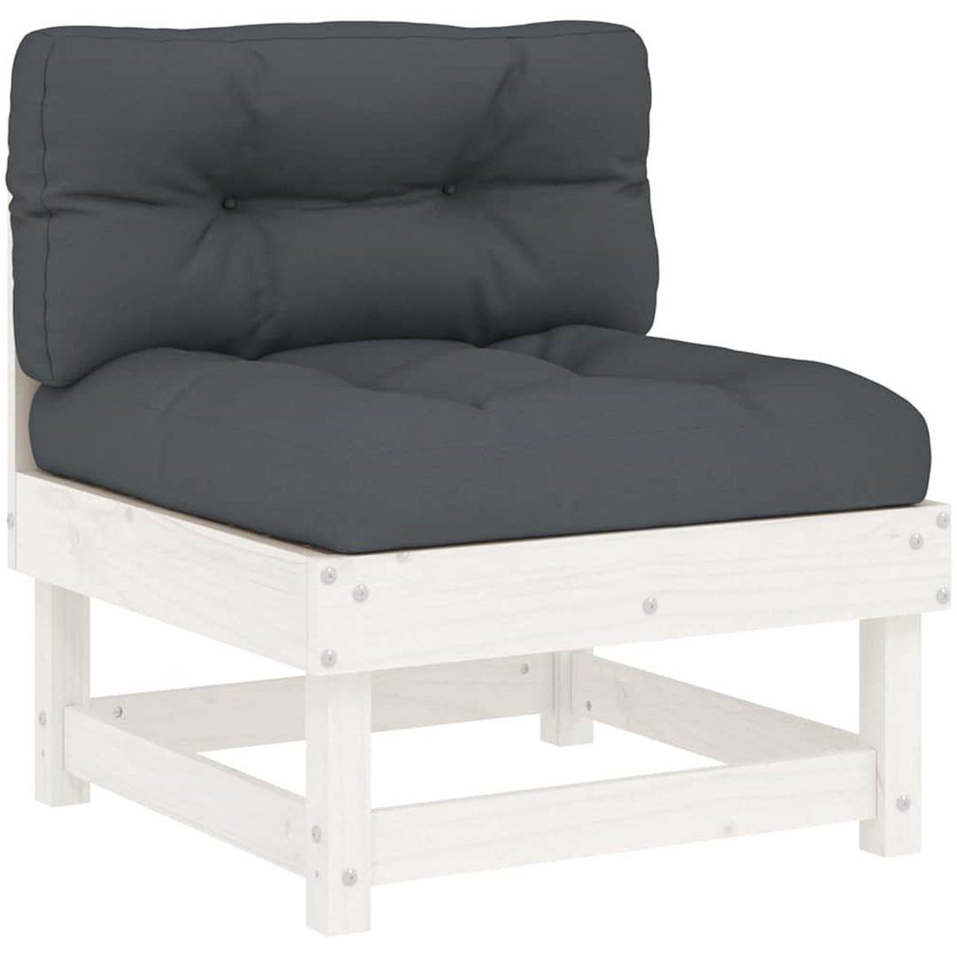 Mittensoffa med dynor vit massiv furu vidaXL – bild 2
