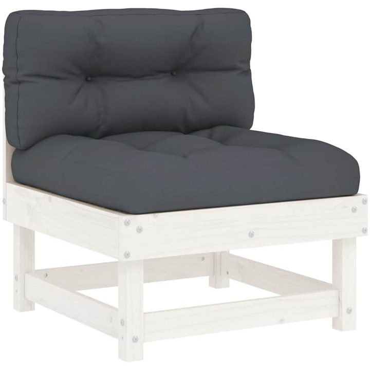 Mittensoffa med dynor vit massiv furu vidaXL – bild 2