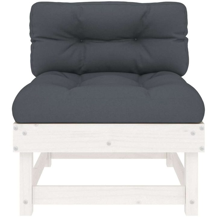 Mittensoffa med dynor vit massiv furu vidaXL – bild 3