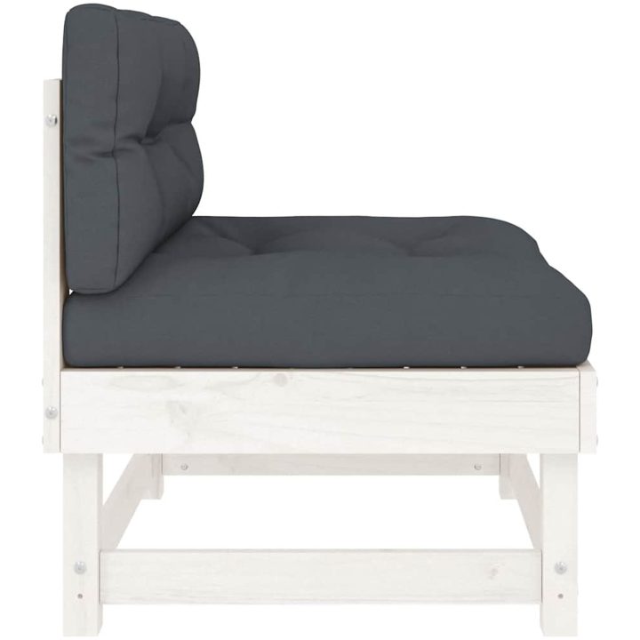 Mittensoffa med dynor vit massiv furu vidaXL – bild 5