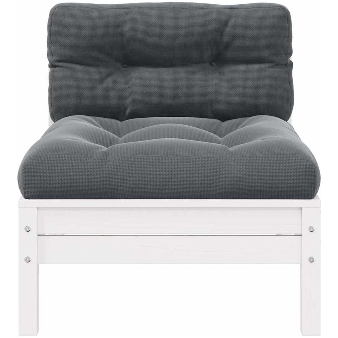Mittensoffa med vita dynor massiv furu vidaXL – bild 2