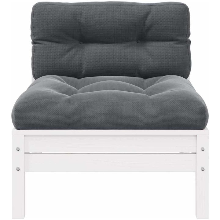Mittensoffa med vita dynor massiv furu vidaXL – bild 2
