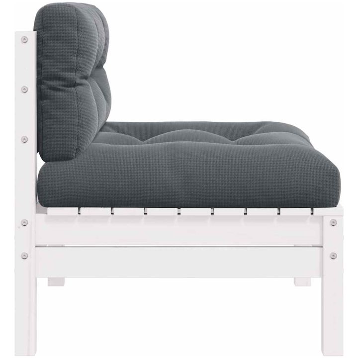 Mittensoffa med vita dynor massiv furu vidaXL – bild 3