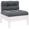 Mittensoffa med vita dynor massiv furu vidaXL – miniatyr 1