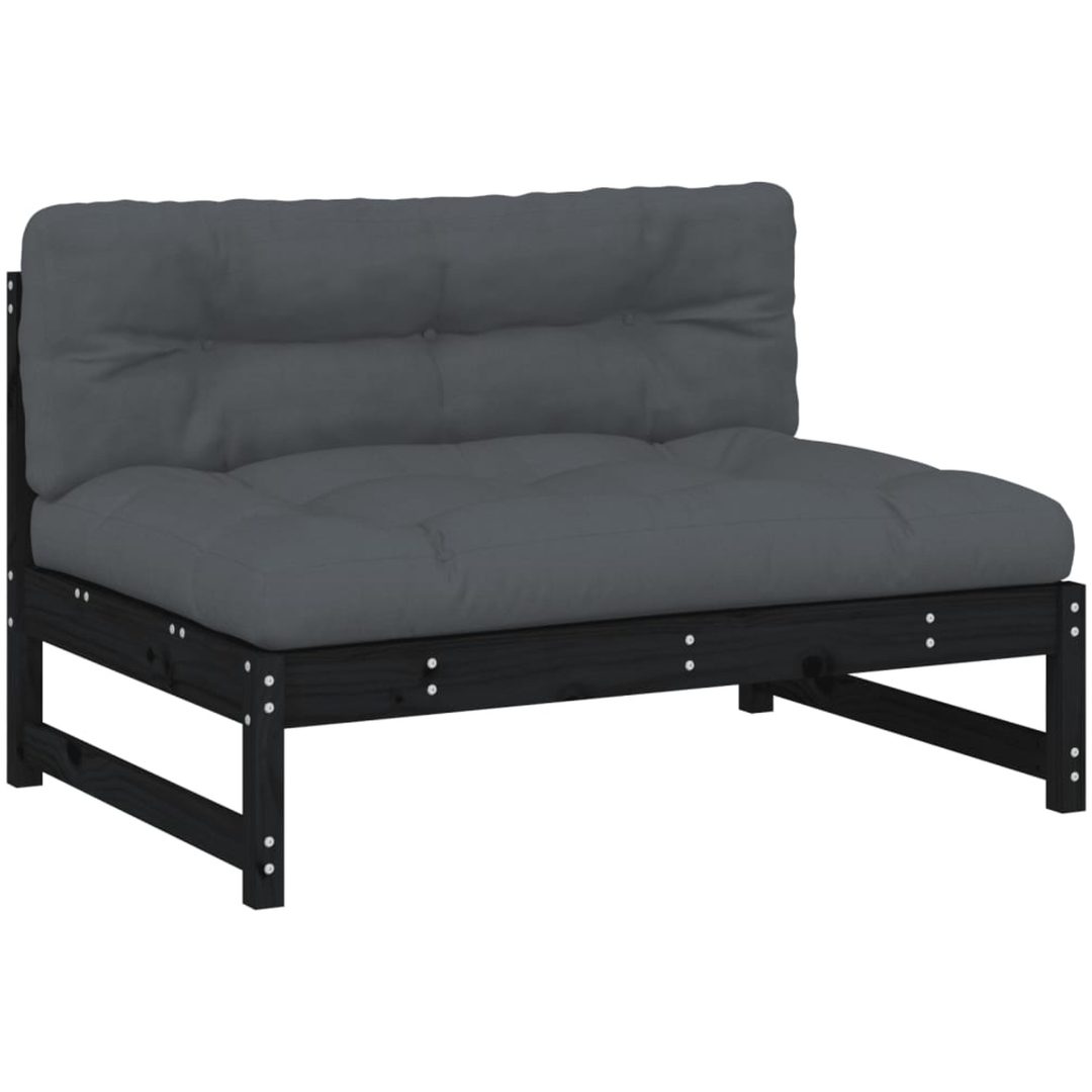 Mittensoffa svart 120x80 cm massiv furu vidaXL – bild 2