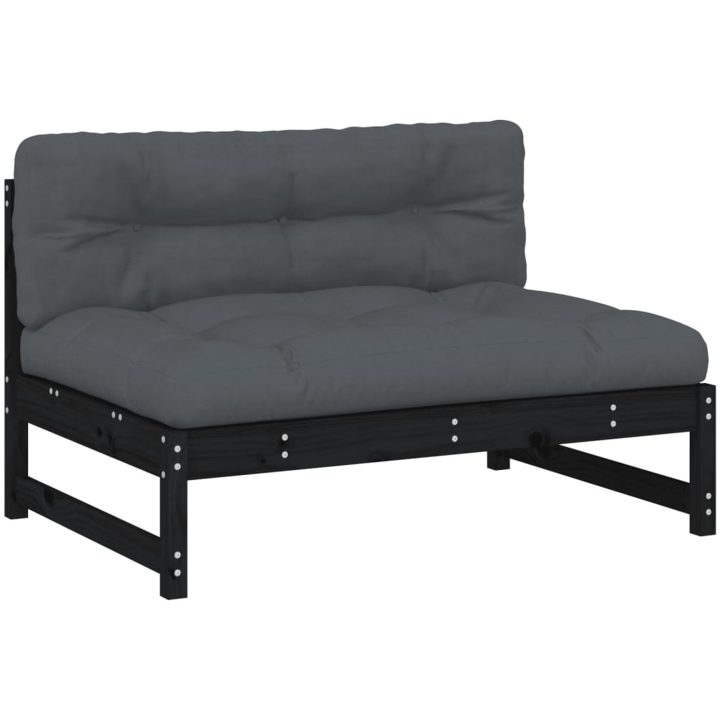 Mittensoffa svart 120x80 cm massiv furu vidaXL – bild 2