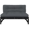 Mittensoffa svart 120x80 cm massiv furu vidaXL – miniatyr 4