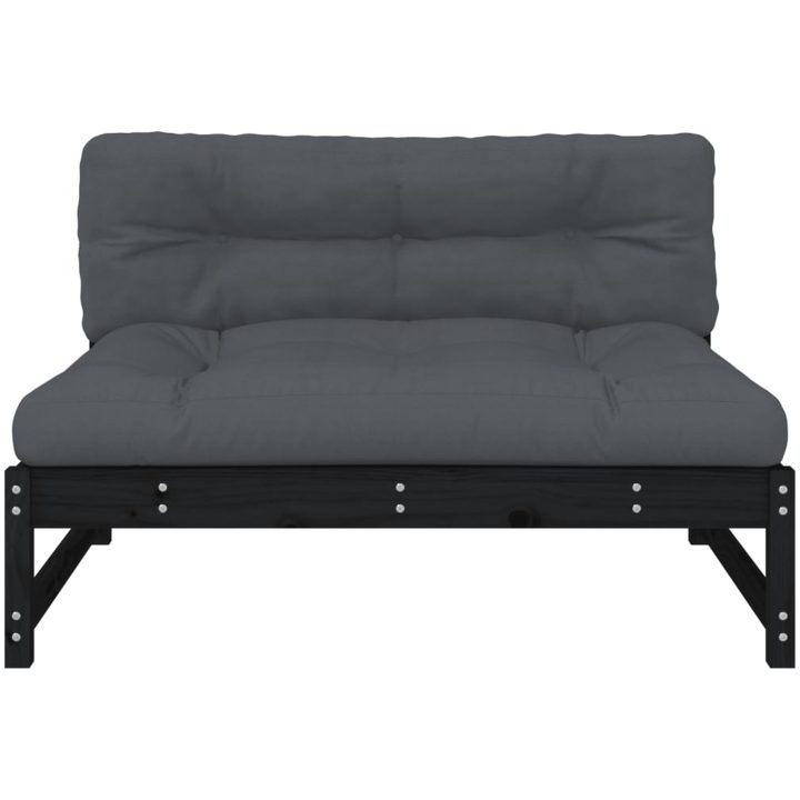 Mittensoffa svart 120x80 cm massiv furu vidaXL – bild 4