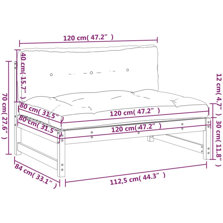 Mittensoffa svart 120x80 cm massiv furu vidaXL – bild 9