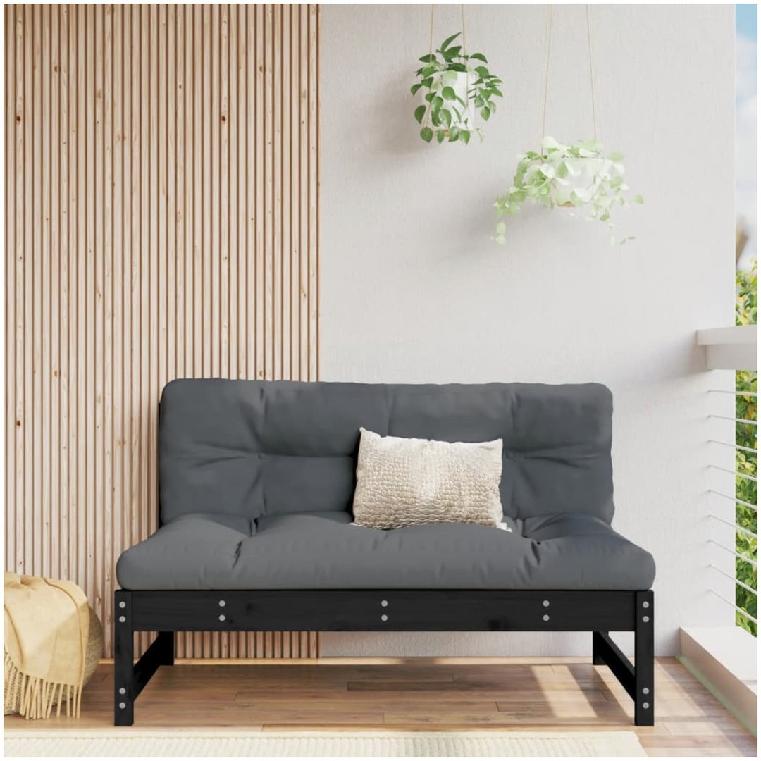 Mittensoffa svart 120x80 cm massiv furu vidaXL