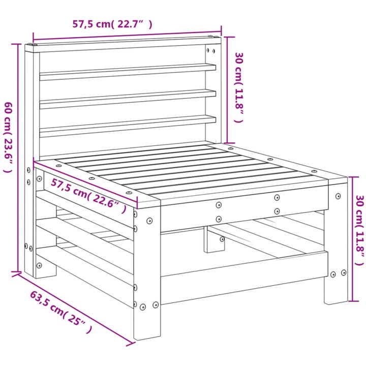 Mittensoffa svart massiv furu vidaXL – bild 7