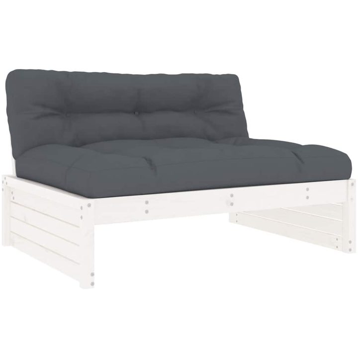 Mittensoffa vit 120x80 cm massiv furu vidaXL – bild 2