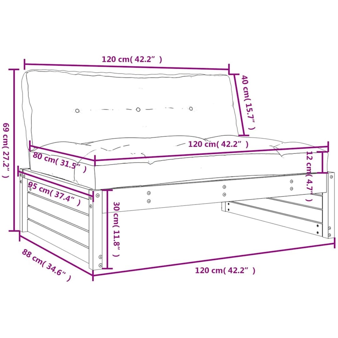 Mittensoffa vit 120x80 cm massiv furu vidaXL – bild 7