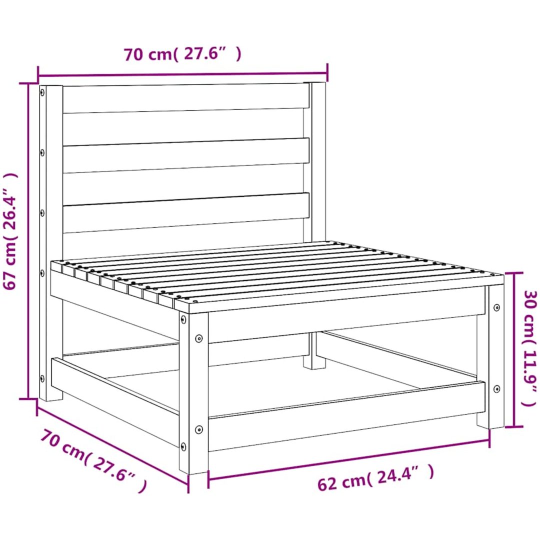 Mittensoffa vit massiv furu vidaXL – bild 7