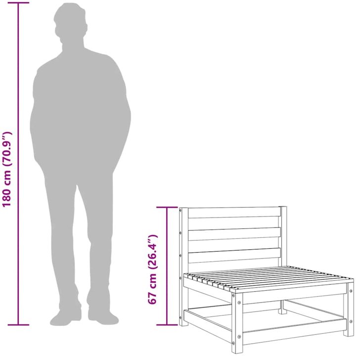Mittensoffa vit massiv furu vidaXL – bild 8