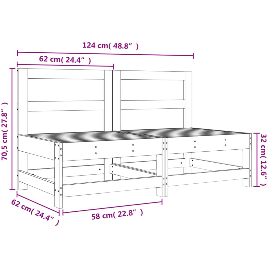 Mittensoffor 2 st honungsbrun massiv furu vidaXL – bild 8
