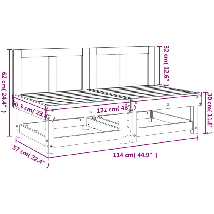 Mittensoffor 2 st massiv furu vidaXL – bild 8