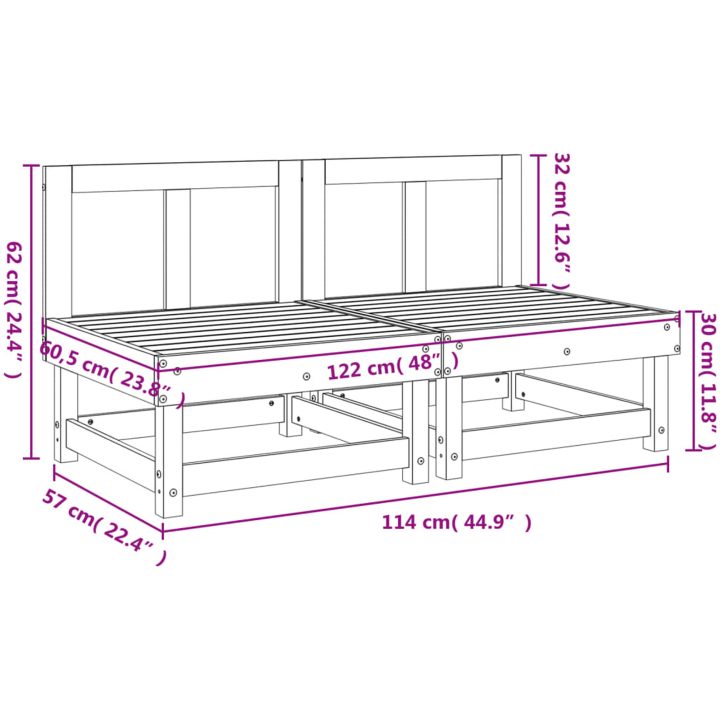 Mittensoffor 2 st svart massiv furu vidaXL – bild 8
