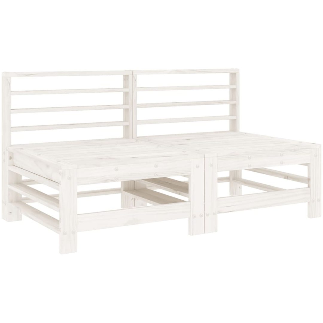 Mittensoffor 2 st vit massiv furu vidaXL – bild 2