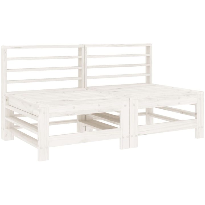 Mittensoffor 2 st vit massiv furu vidaXL – bild 2