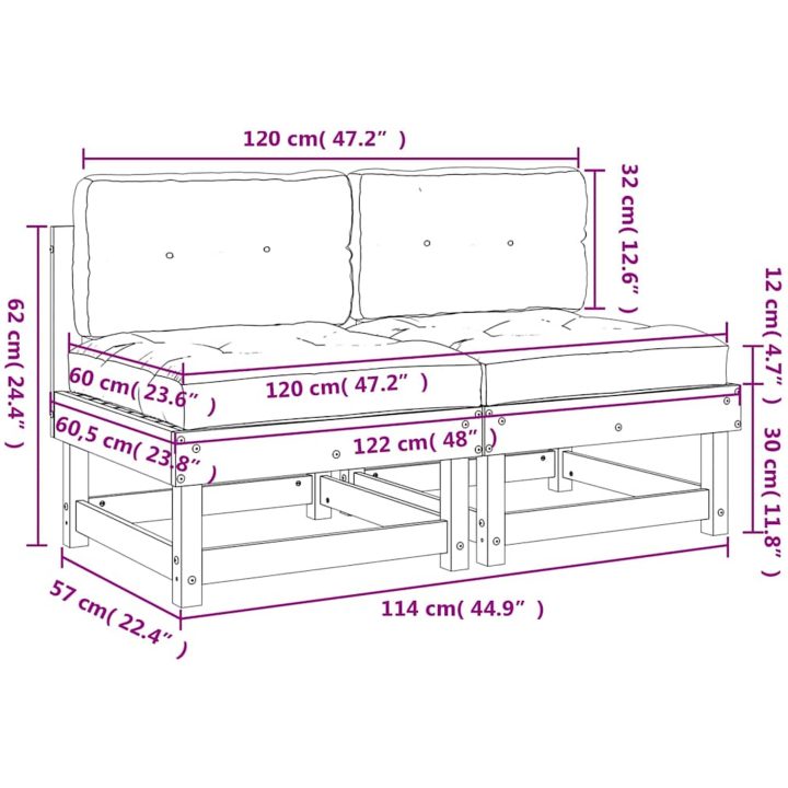 Mittensoffor med dynor 2 st massiv furu vidaXL – bild 10