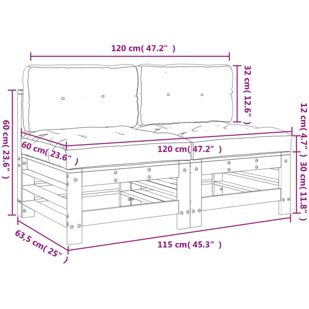 Mittensoffor med dynor 2 st massiv furu vidaXL – bild 10