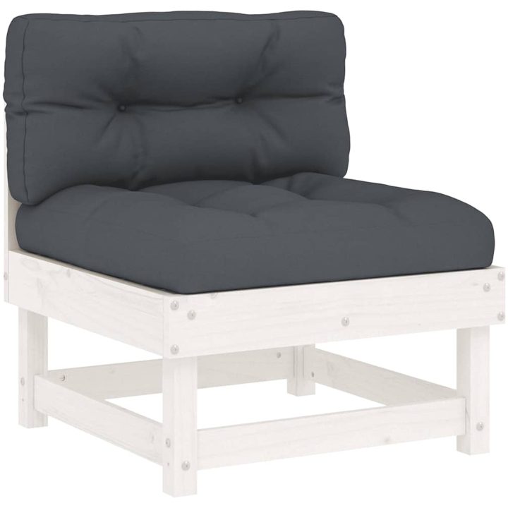 Mittensoffor med dynor 2 st vit massiv furu vidaXL – bild 4