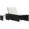 Modulära solstolar 2 st med bord svart konstrotting vidaXL – miniatyr 5