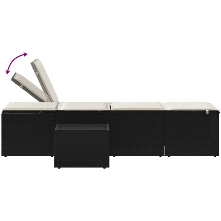 Modulära solstolar 2 st med bord svart konstrotting vidaXL – bild 9