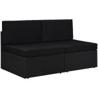 Modulsoffa 2-sits konstrotting svart vidaXL