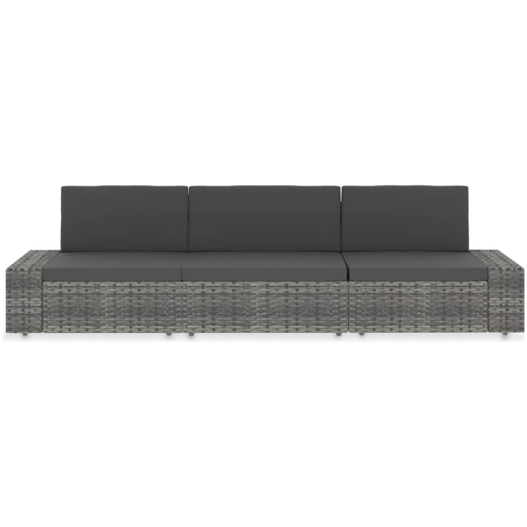 Modulsoffa 3-sits konstrotting grå vidaXL – bild 2