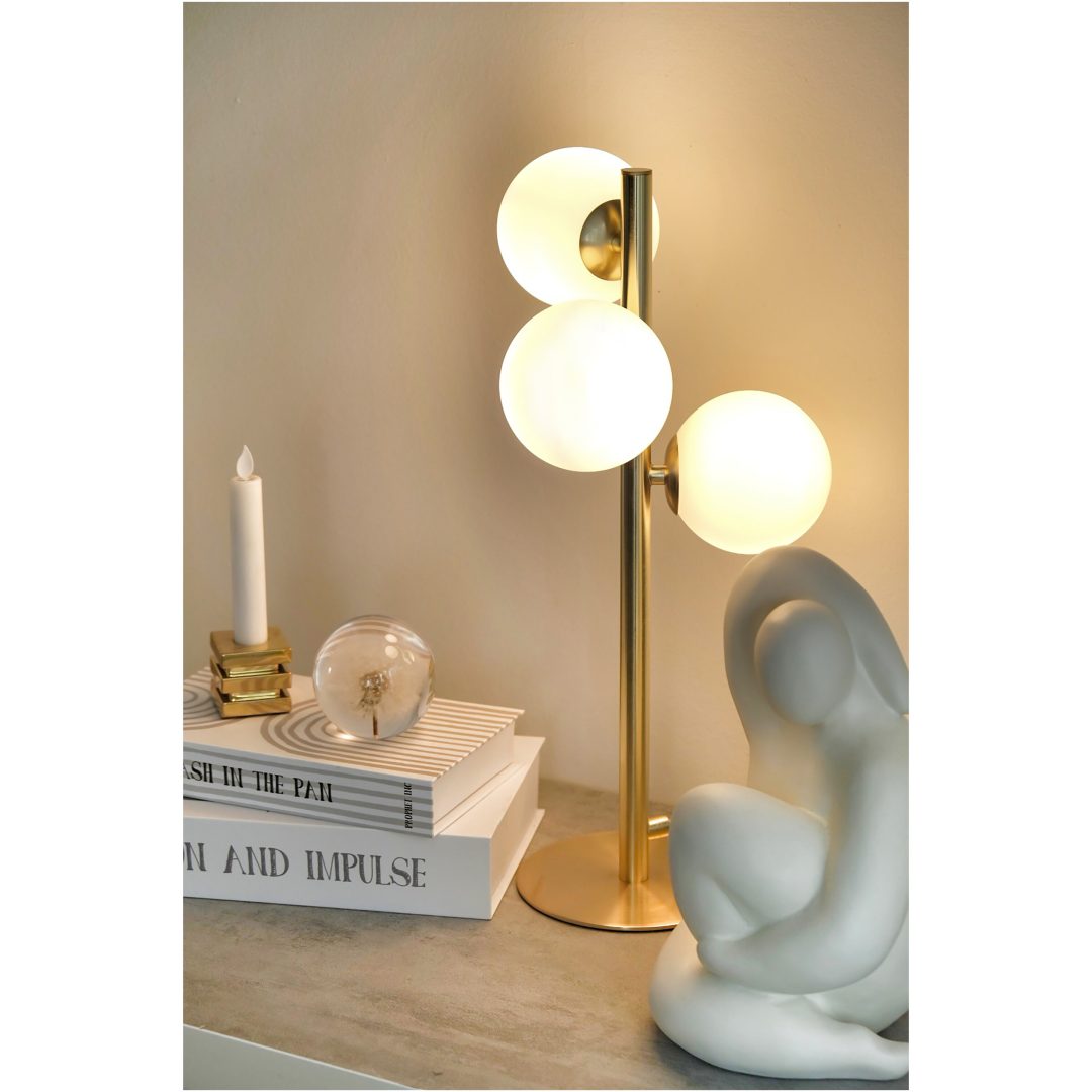Molekyl Bordlampa 3a, Matt Mässing/vit ANETA HOME Sockel G9 Matt Mässing /Vit – bild 6