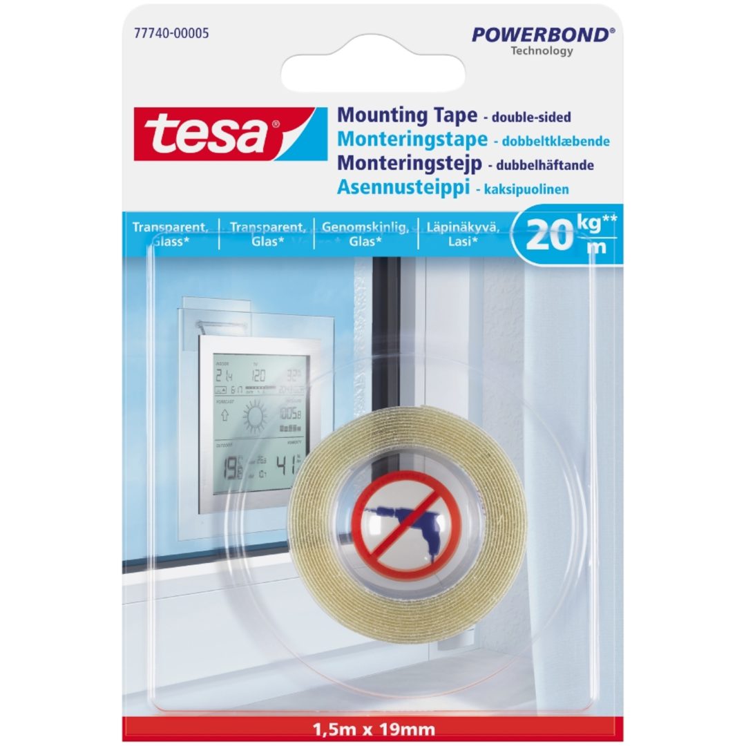 Mont.tejp Transp 1,5mx19mm 20kg TESA Beteckning: 77740-00005