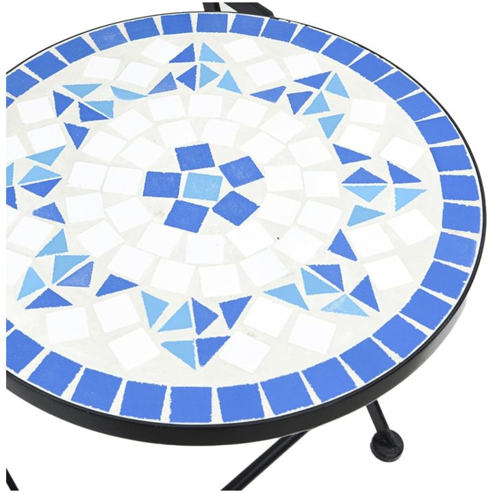 Mosaikbord blå och vit järn och keramik vidaXL – bild 11