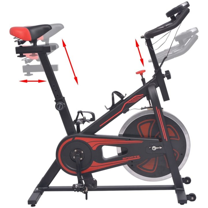 Motionscykel med pulsmätare svart och röd vidaXL – bild 3