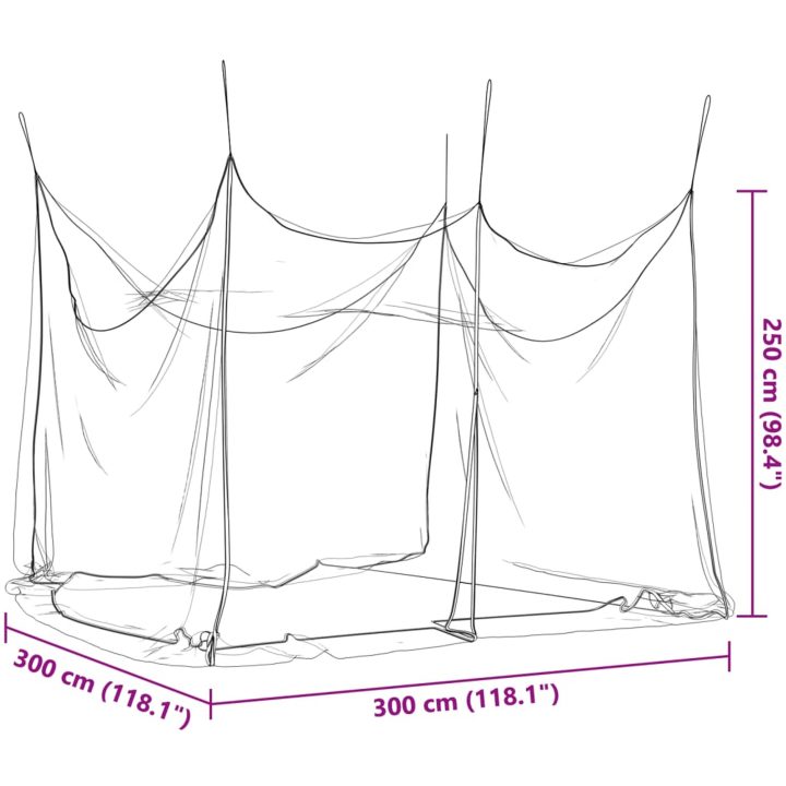 Myggnät för inomhus utomhus 156 mesh svart 300x300x250 cm vidaXL 3 x 3 x 2.5 m – bild 8