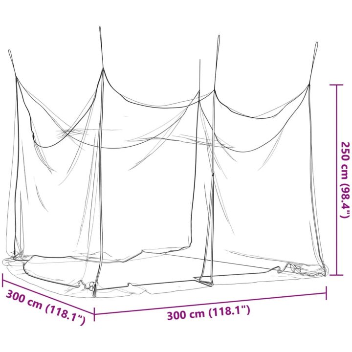 Myggnät för inomhus utomhus 156 mesh vit 300x300x250 cm vidaXL 3 x 3 x 2.5 m – bild 8