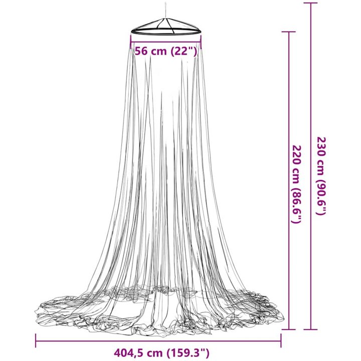 Myggnät för säng 220 mesh vit 56x56x220 cm vidaXL 1270 cm – bild 6