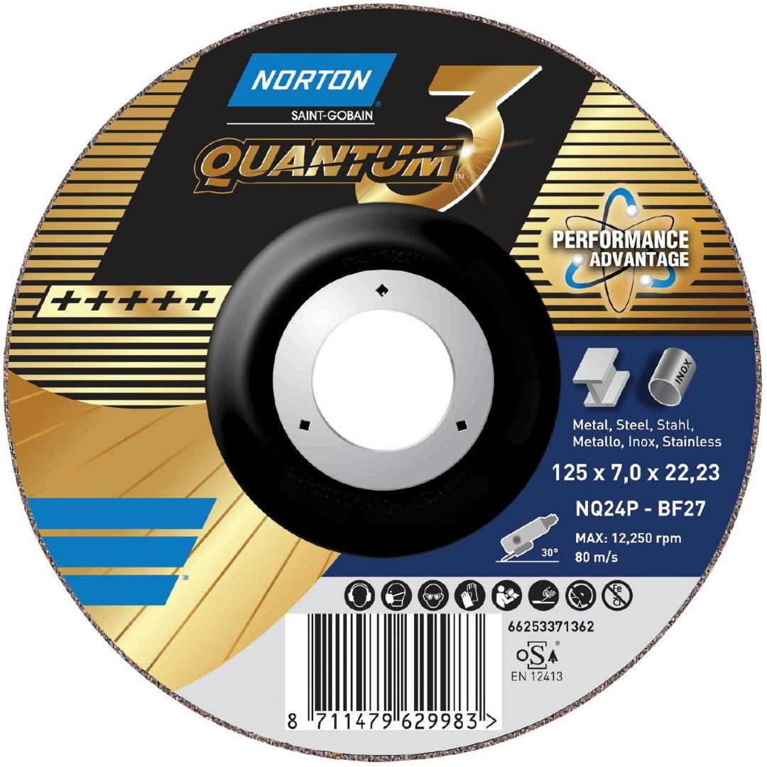 Navrondell för vinkelslipmaskiner Quantum 3 NORTON NAVRONDELL 125X7 QUANTUM3 INOX