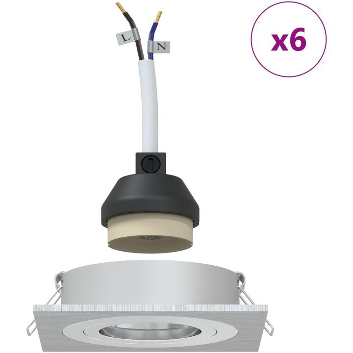 Nedsänkta Spotlights 6 st Fyrkantiga GU10 Silver 91x91 mm vidaXL 9 cm – bild 4