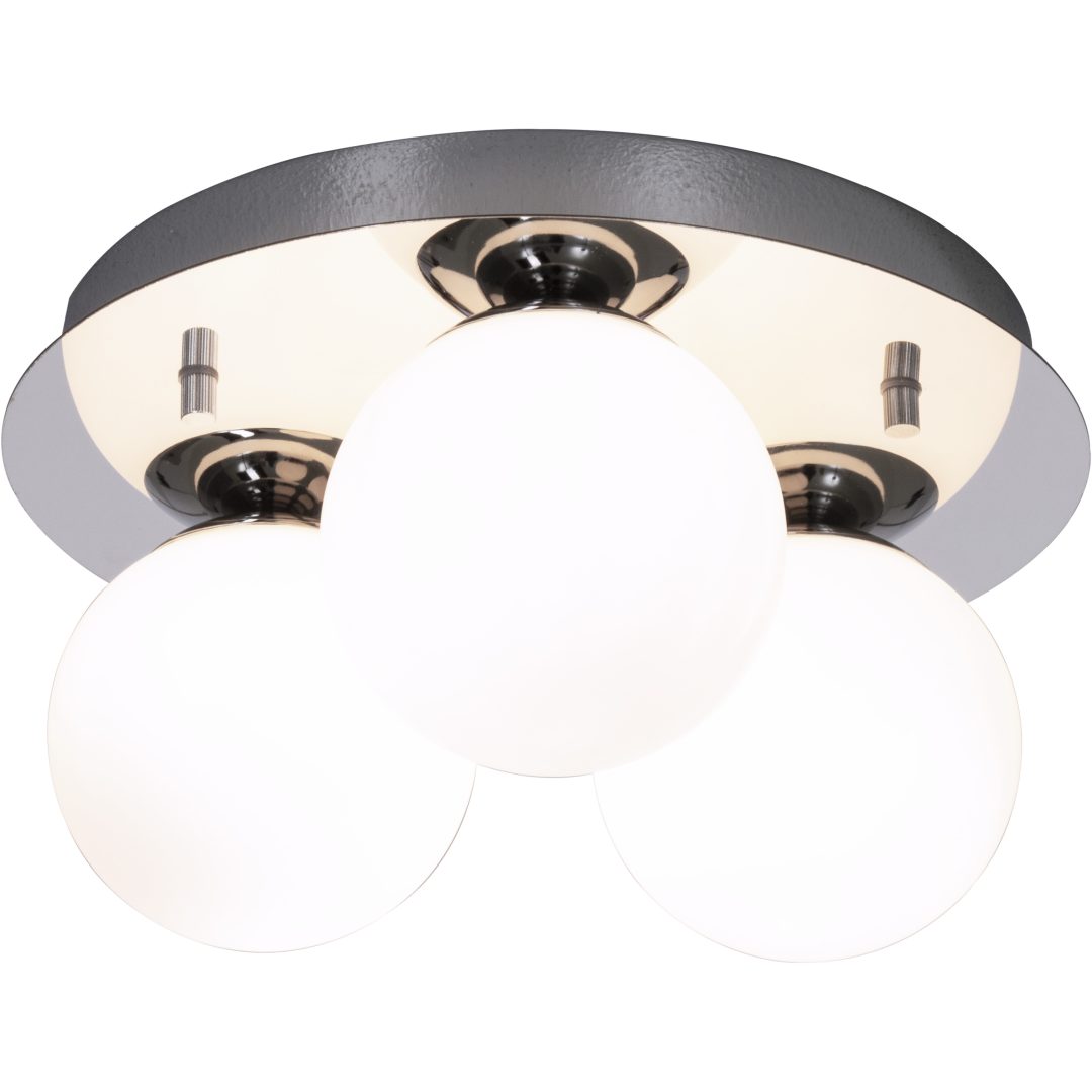 Nicosia Plafond 3:a Bad, Krom ANETA HOME Sockel G9 Krom /Opalvit