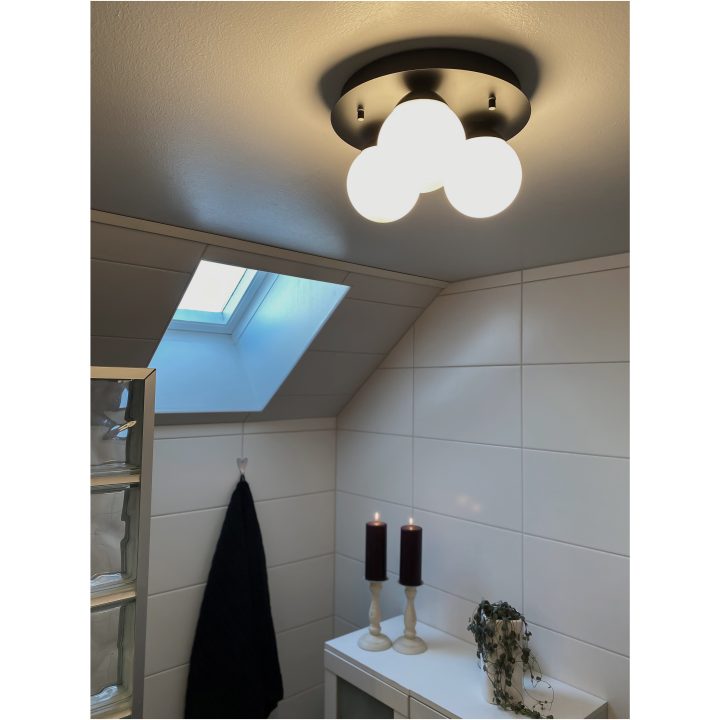 Nicosia Plafond 3:a, Bad, Svart ANETA HOME Sockel G9 Svart /Opalvit – bild 2