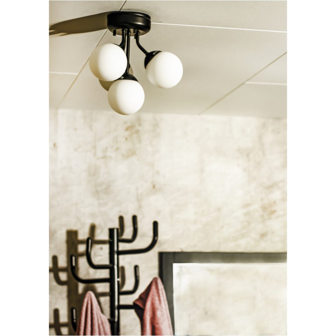 Nicosia Plafond Bad 4:a, Svart ANETA HOME Sockel G9 Svart /Opalvit – bild 3